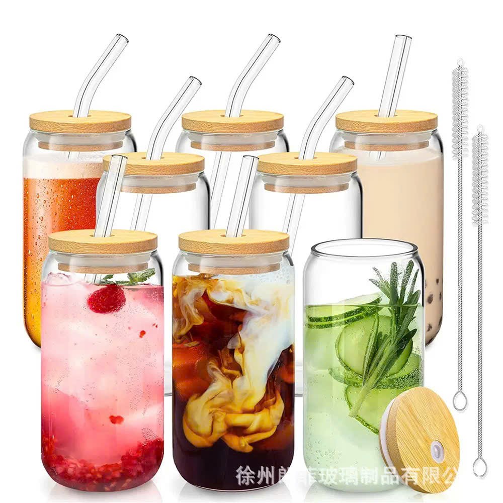 Ly thuỷ tinh nắp gỗ kèm ống hút ( Kiện 86 cái) 2