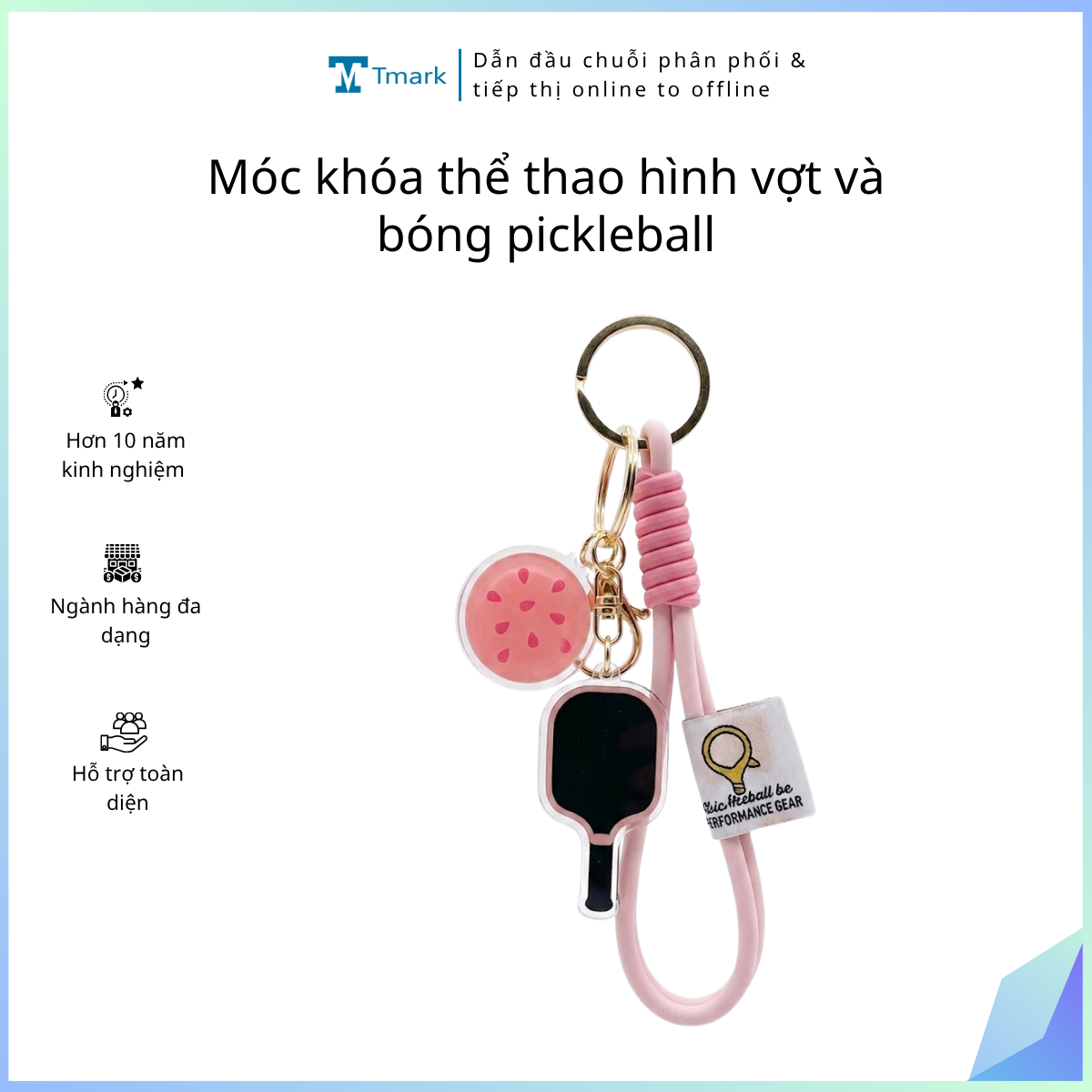 Móc khóa thể thao hình vợt và bóng pickleball (Kiện 100 cái-L12)