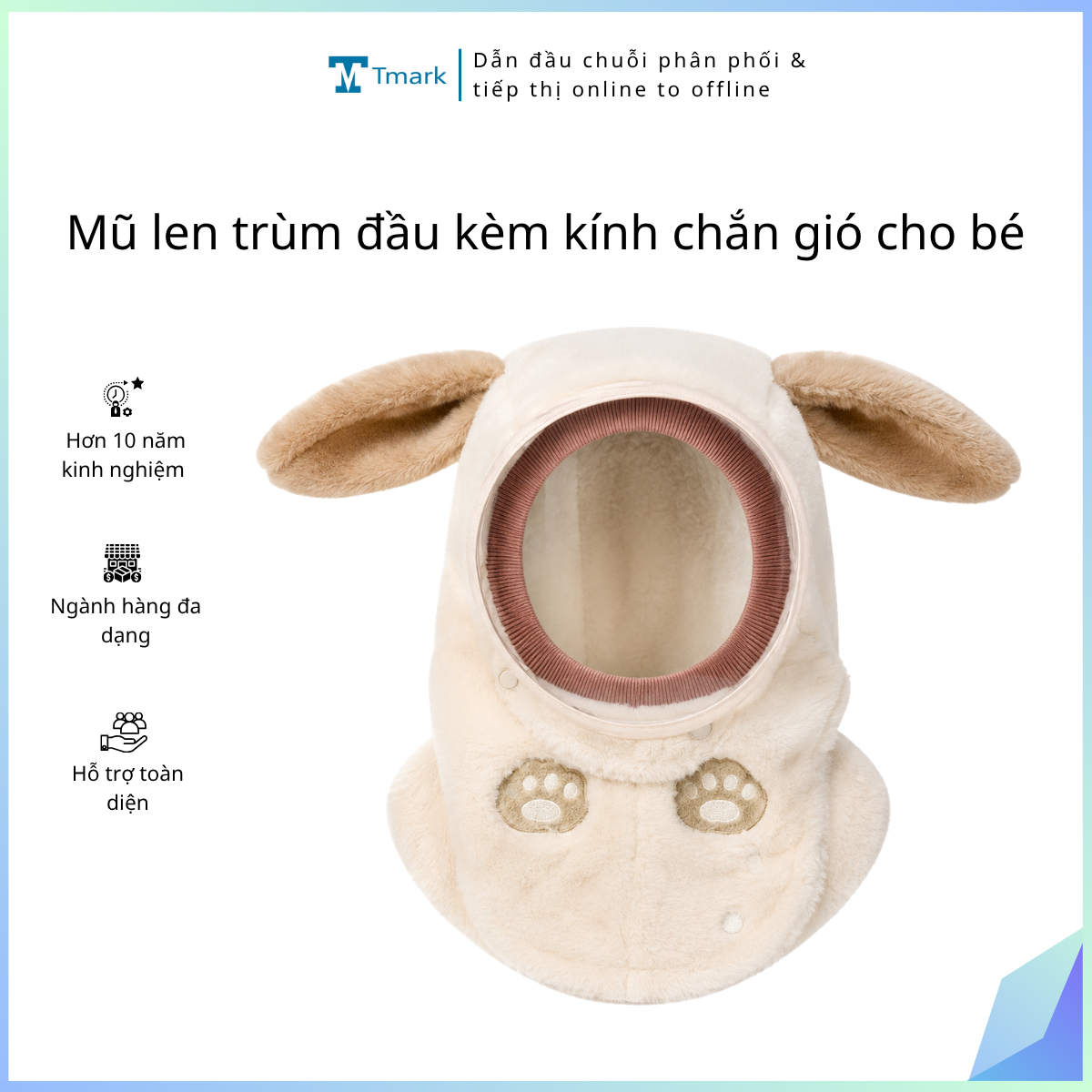 Mũ len trùm đầu kèm kính chắn gió cho bé ( Kiện 100 cái)