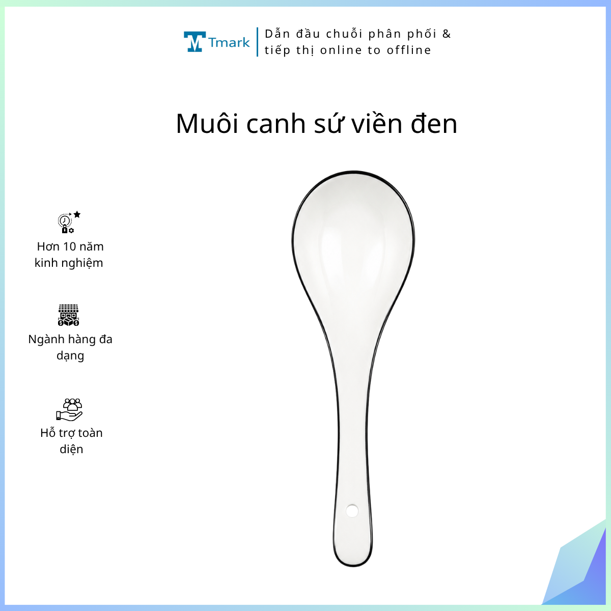 Muôi canh sứ viền đen ( kiện 200 cái) ( hàng nguyên kiện)