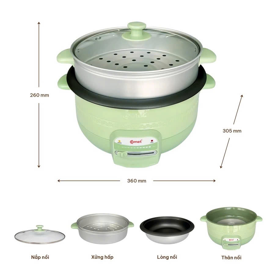 Nồi lẩu điện đa năng 2 tầng 3.5L Comet CM7739 (Kiện 6 cái) 3