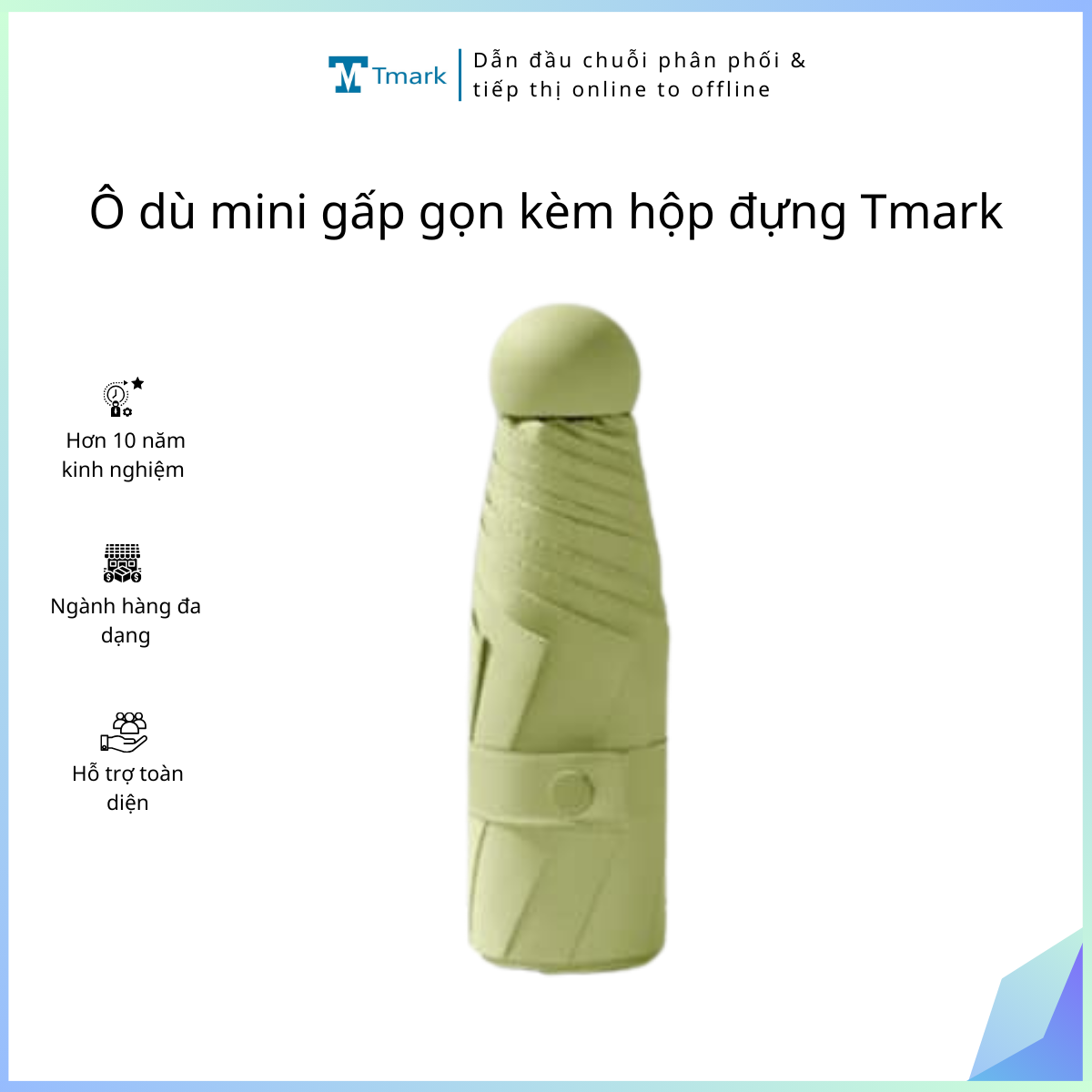 Ô dù mini gấp gọn kèm hộp đựng Tmark (Kiện 60 cái)