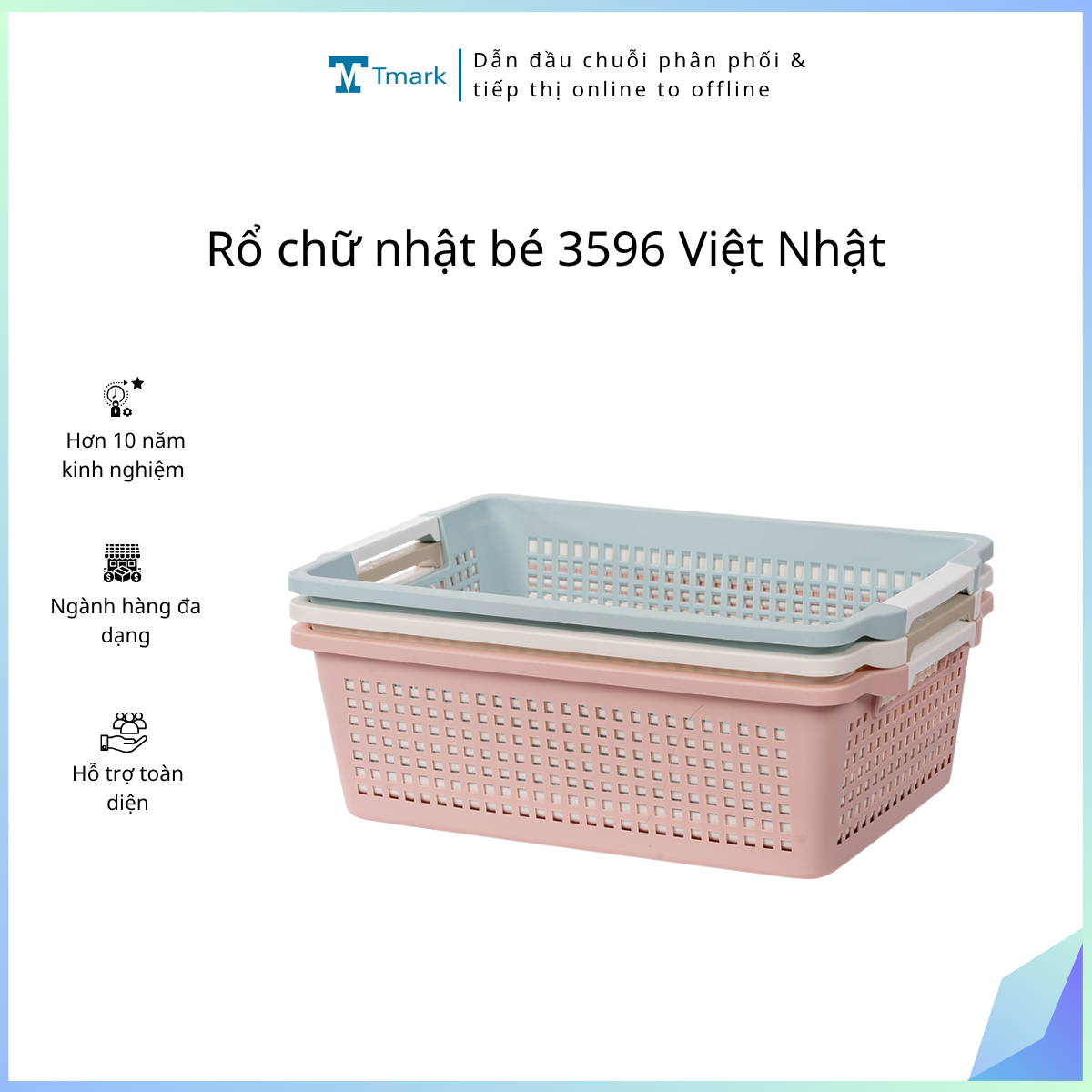 Rổ chữ nhật bé 3596 Việt Nhật ( kiện 50 cái)