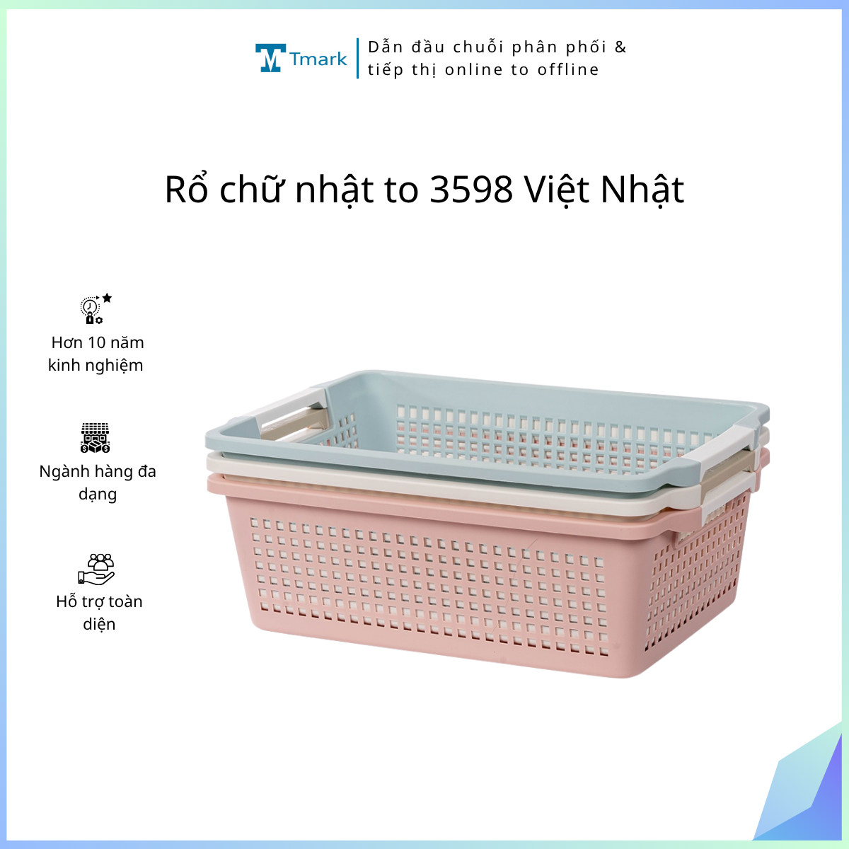 Rổ chữ nhật to 3598 Việt Nhật (kiện 100c)