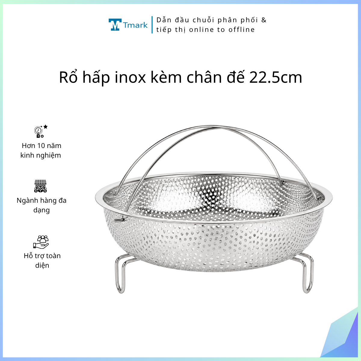 Rổ hấp inox kèm chân đế 22.5cm (Kiện 200 cái)