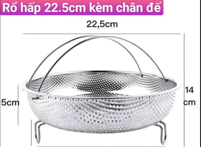 Rổ hấp inox kèm chân đế 22.5cm (Kiện 200 cái) 2