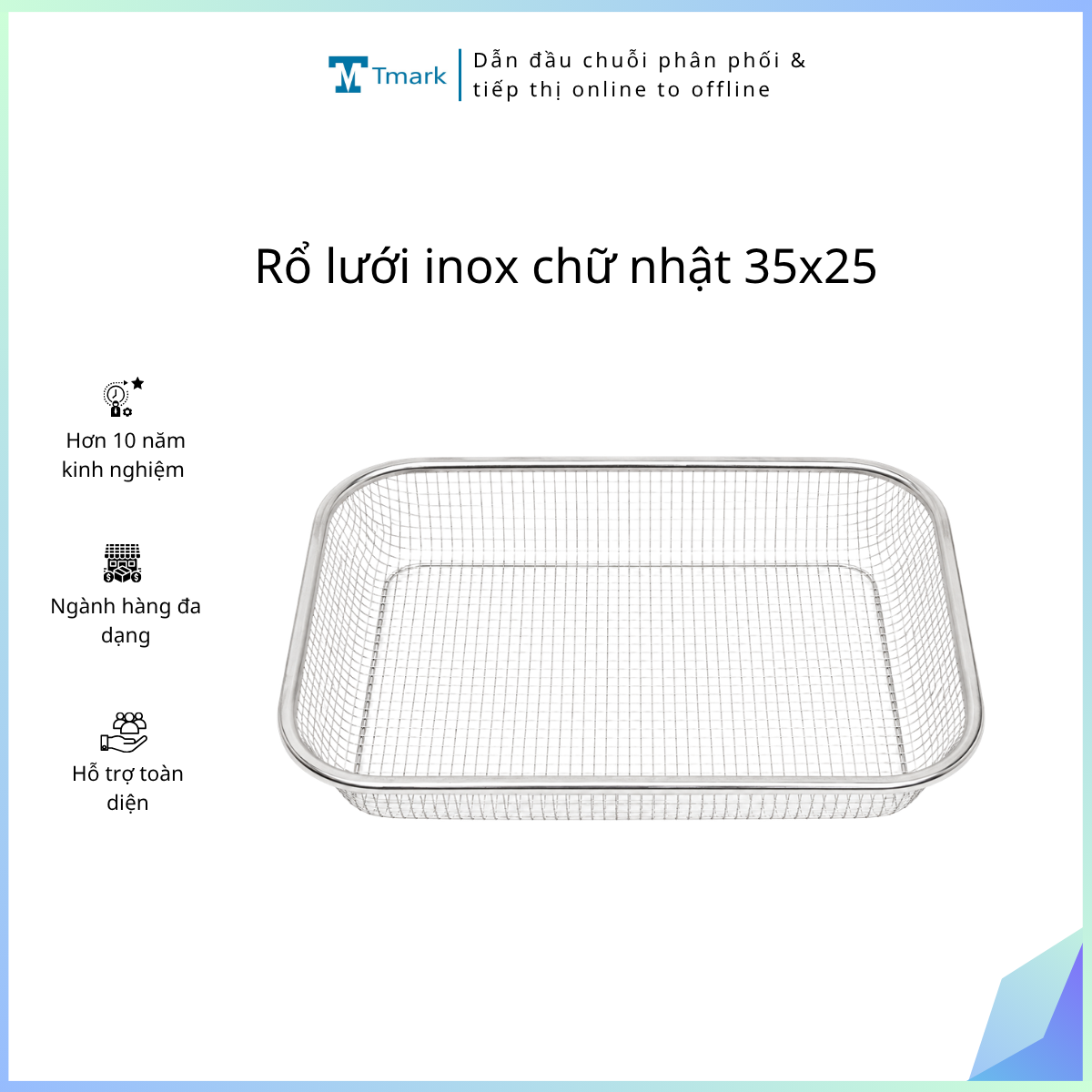 Rổ lưới inox chữ nhật 35x25 (Kiện 200 cái)