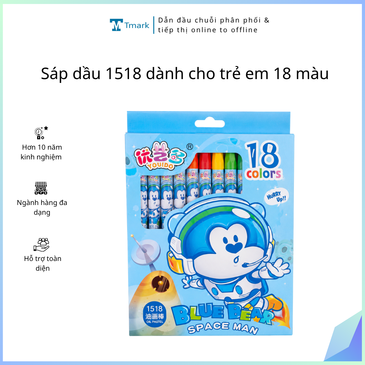 Sáp dầu 1518 dành cho trẻ em 18 màu (kiện 96 hộp)