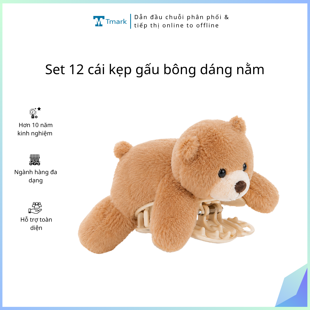 Set 12 cái kẹp gấu bông dáng nằm ( kiện 100 Set)