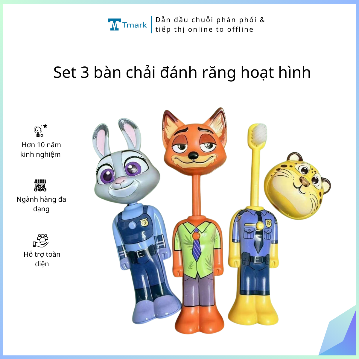 Set 3 bàn chải đánh răng hoạt hình (Kiện 200 set)