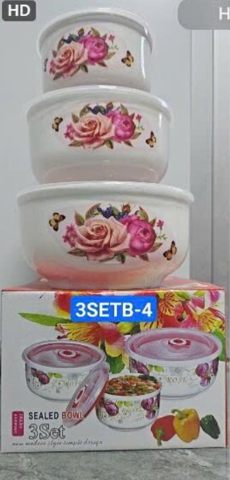 Set 3 bát sứ cao cấp bông hồng B4 (Kiện 24 bộ)(Hàng nguyên kiện) 2