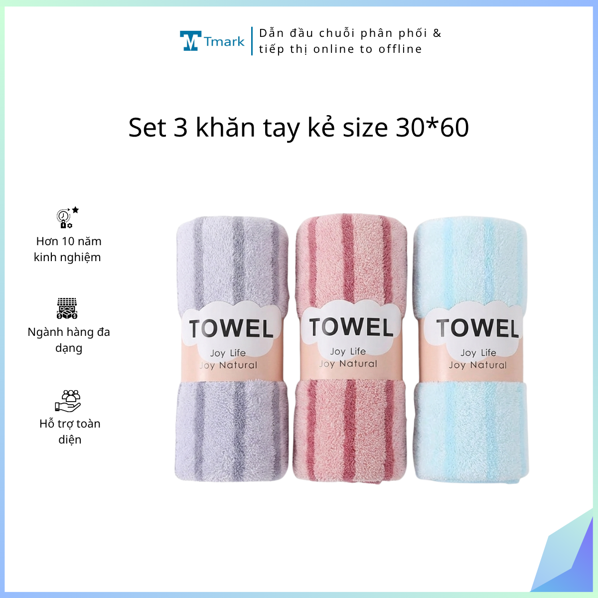 Set 3 khăn tay kẻ size 30*60 (Kiện 300 set)