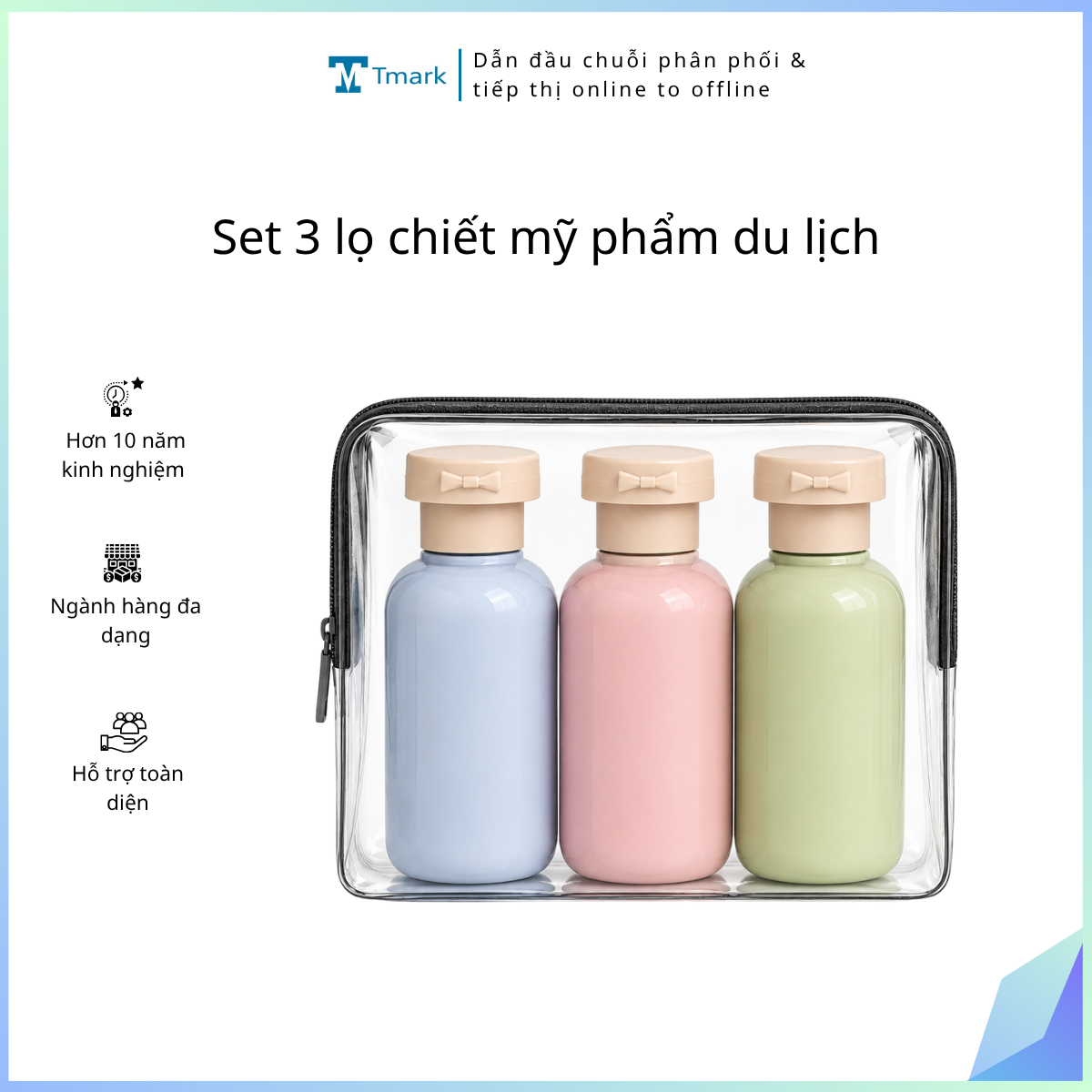 Set 3 lọ chiết mỹ phẩm du lịch (Kiện 124 cái)