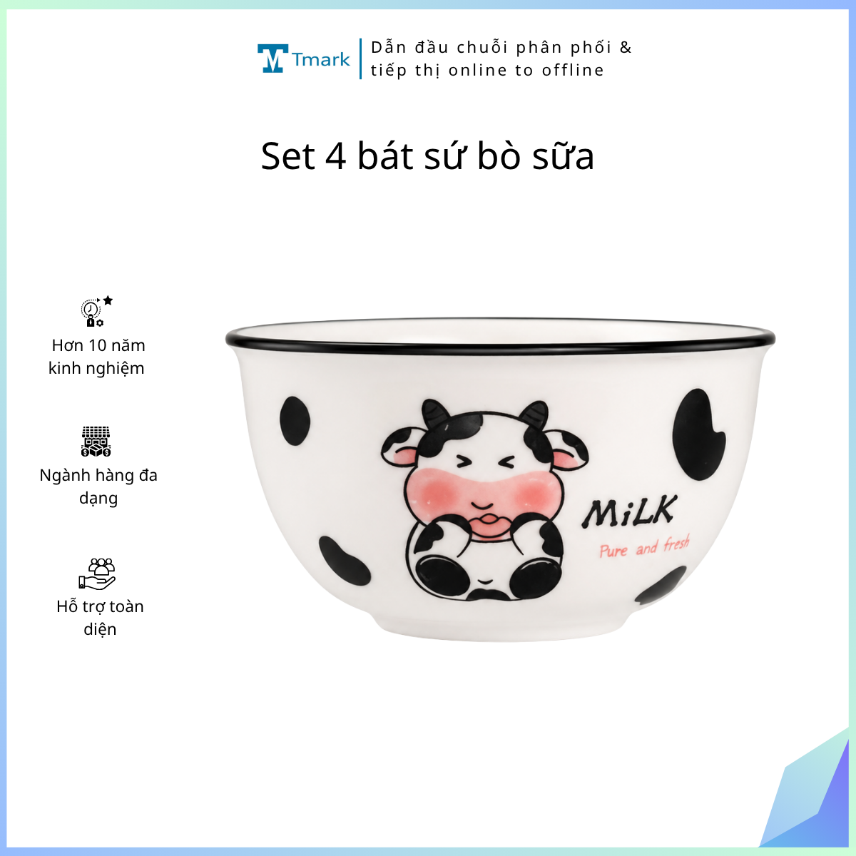 Set 4 bát sứ bò sữa (Kiện 40 set)