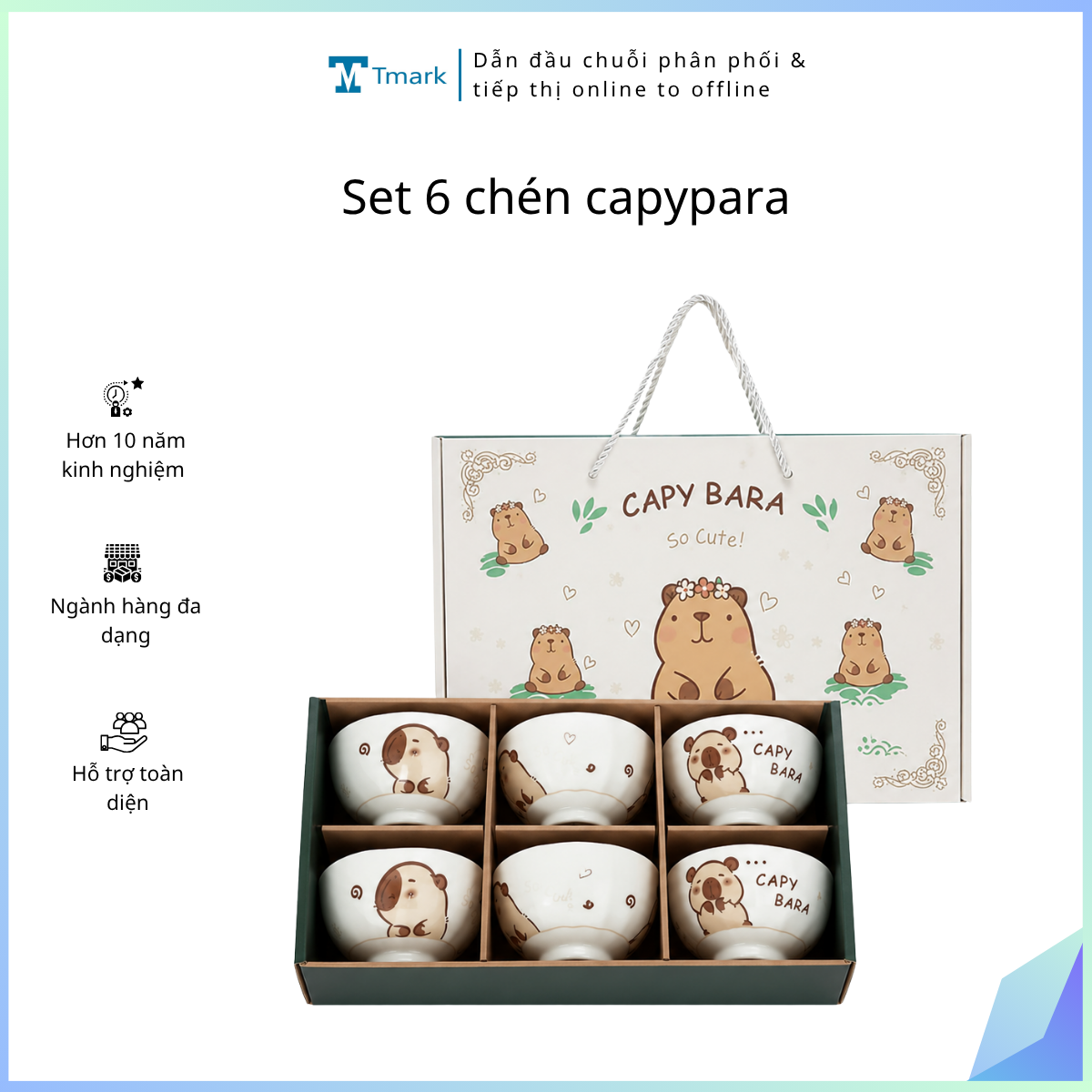 Set 6 chén capypara (Kiện 14x3 bộ) (Hàng nguyên kiện)