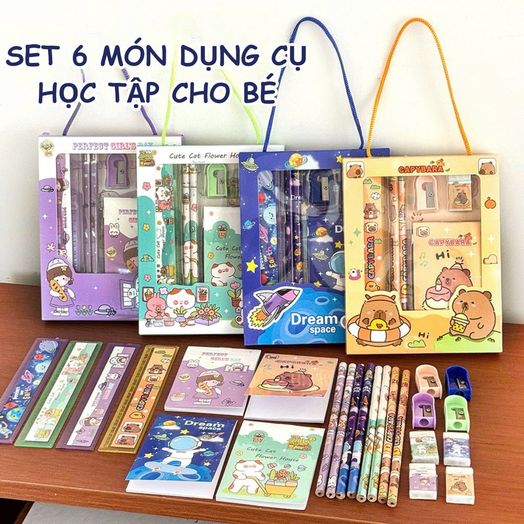 Set 6 món dụng cụ học tập họa tiết hoạt hình (Kiện 1000 set) 2