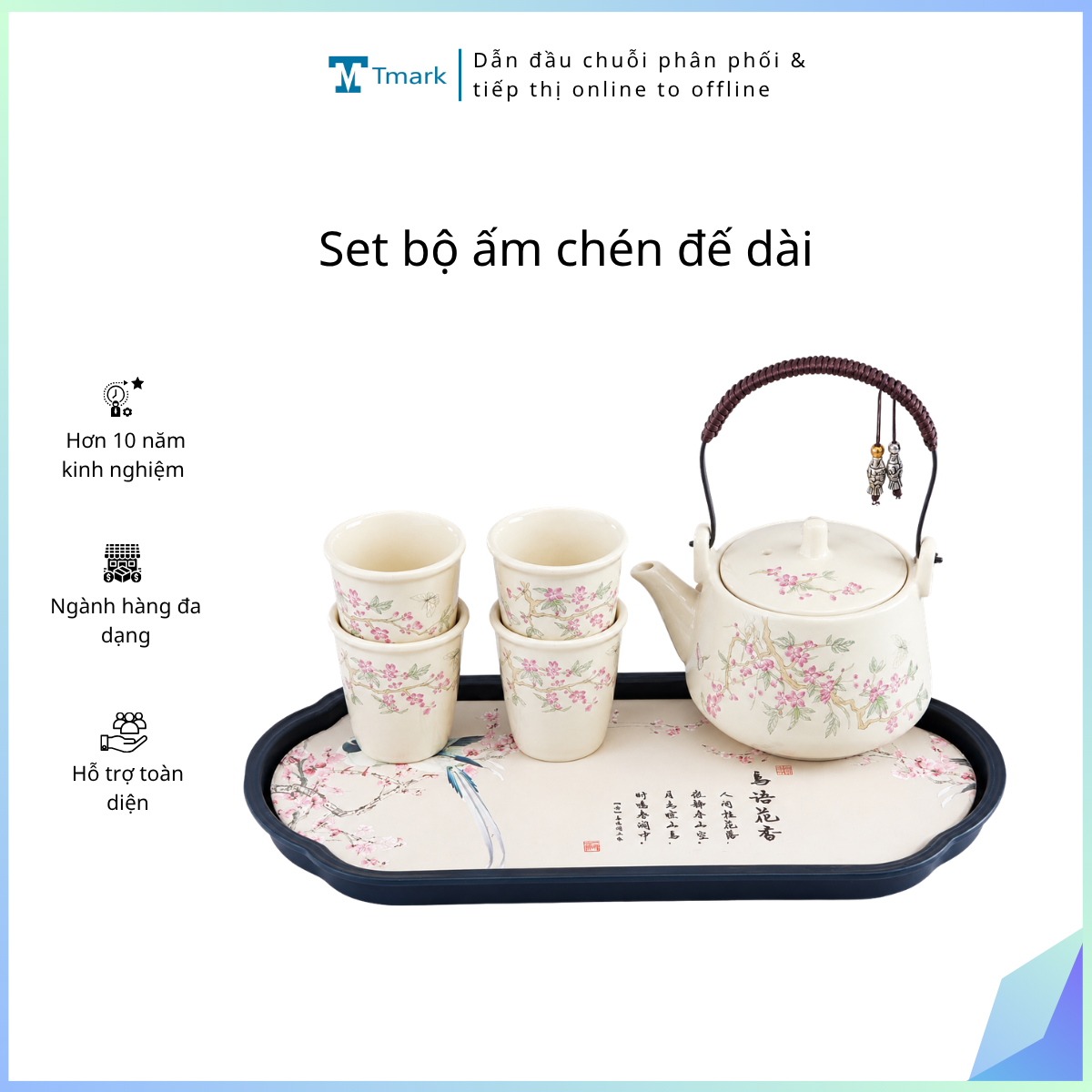 Set bộ ấm chén đế dài ( Kiện 24 bộ)