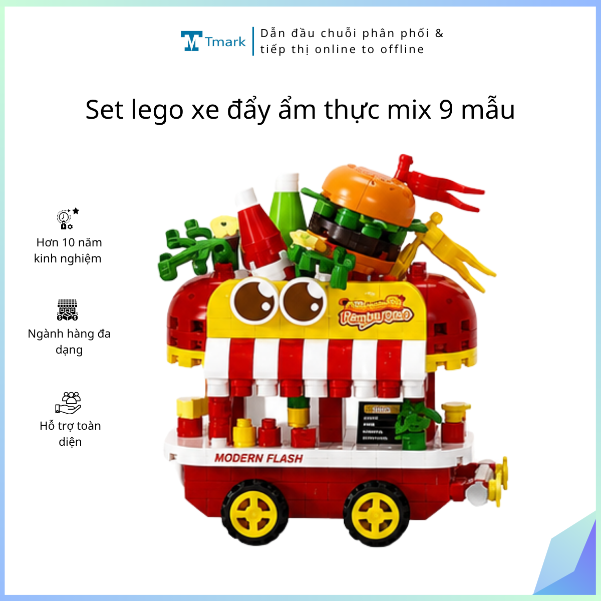 Set lego xe đẩy ẩm thực mix 9 mã (Kiện 5 set)