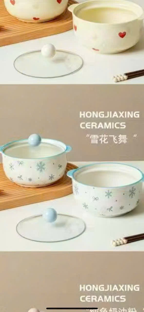 Thố sứ họa tiết hình nơ có nắp (Kiện 40 cái) 2
