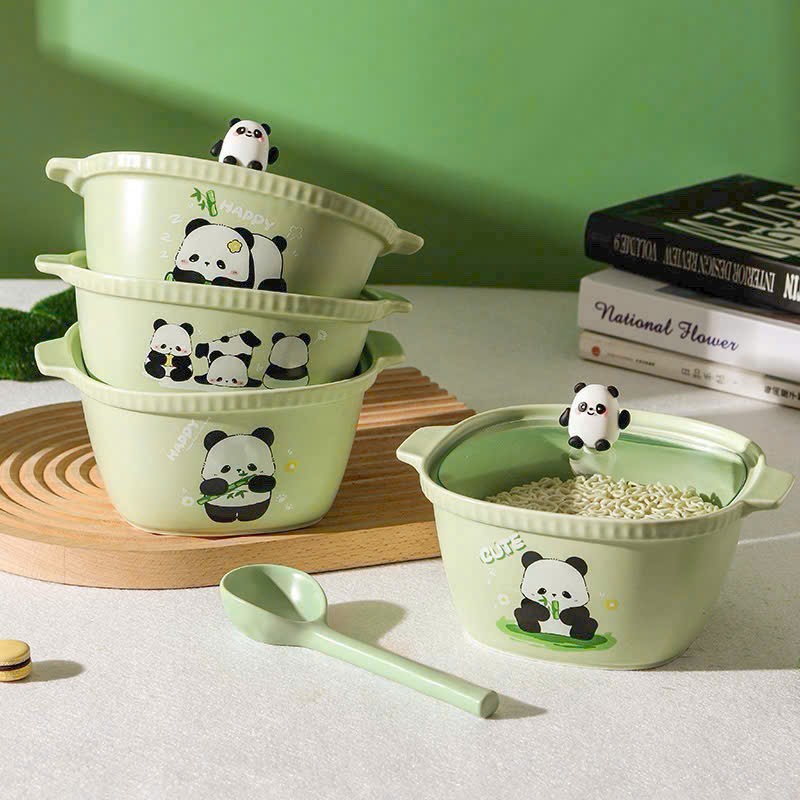 Thố sứ vuông họa tiết gấu trúc (Kiện 40 cái) 2