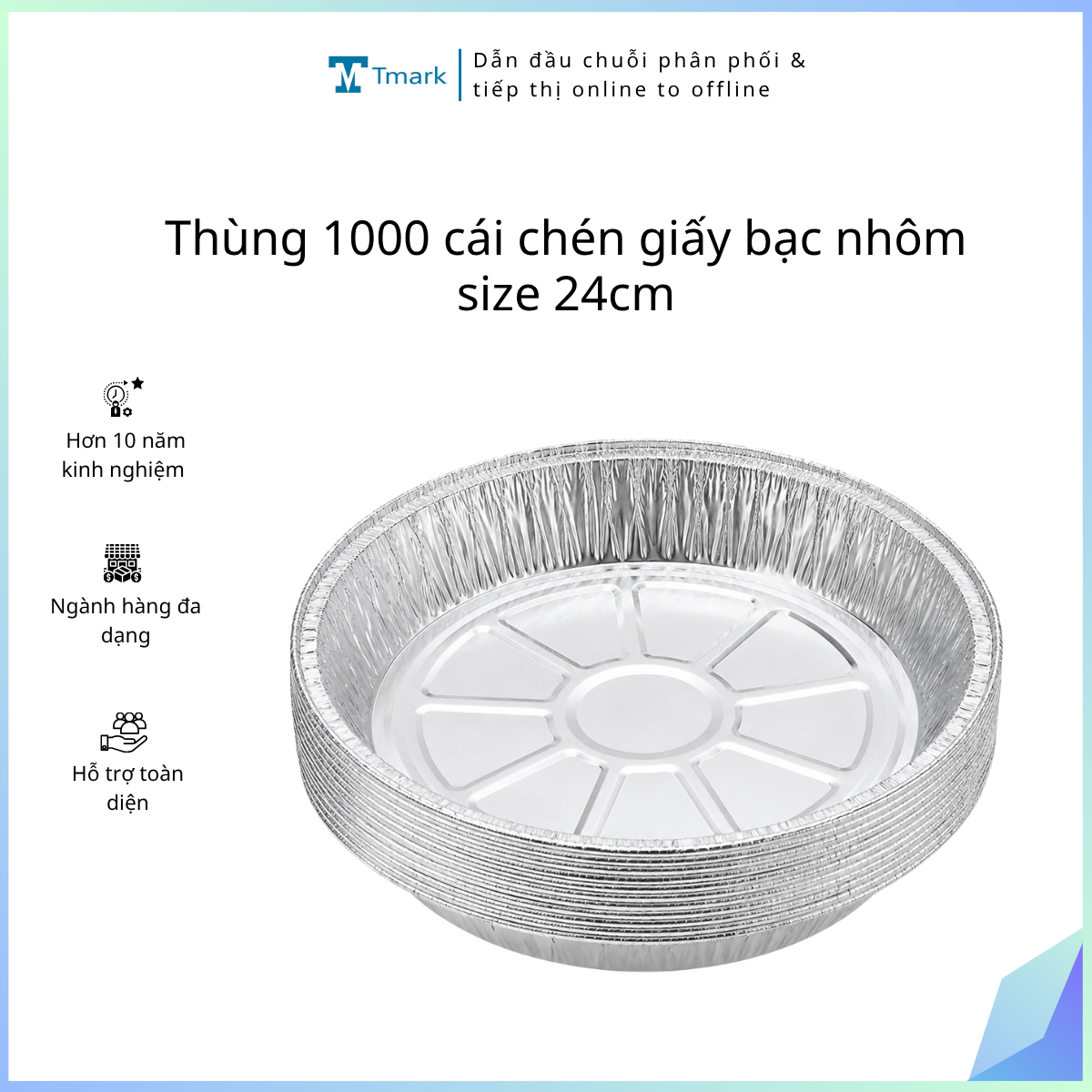 Thùng 1000 cái chén giấy bạc nhôm size 24cm Tmark (Kiện 5 thùng)