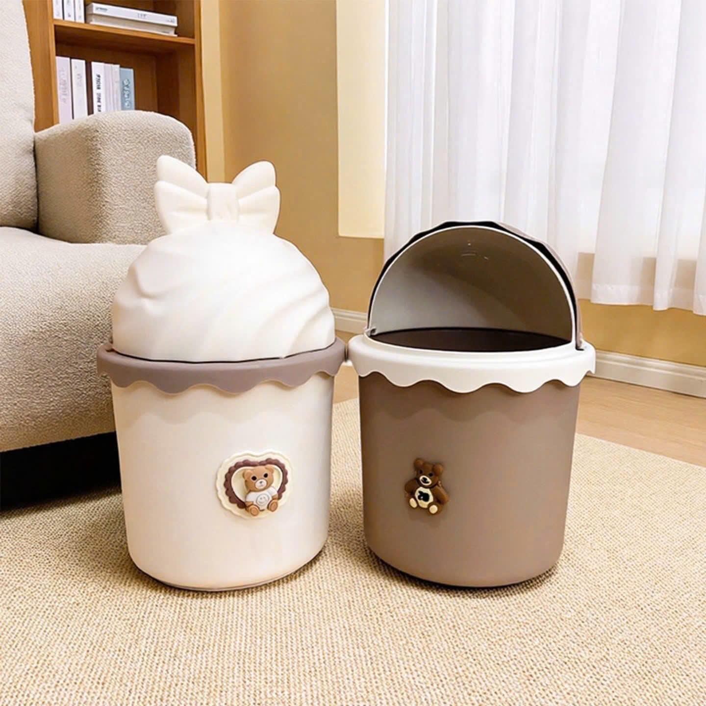 Thùng đựng rác nắp nơ charm gấu ( Kiện 48 cái ) 2