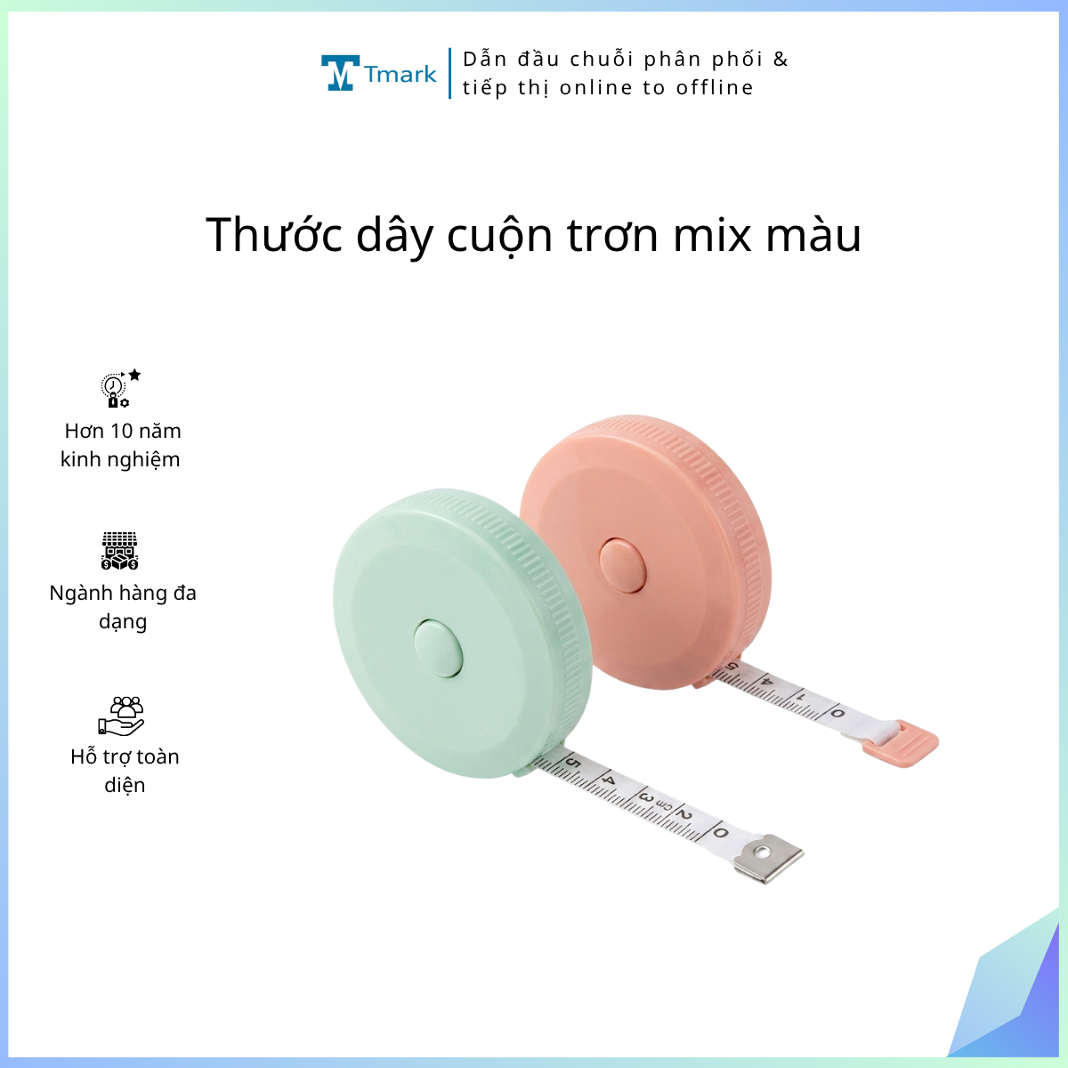 Thước dây cuộn trơn mix màu (Kiện 200 cái)