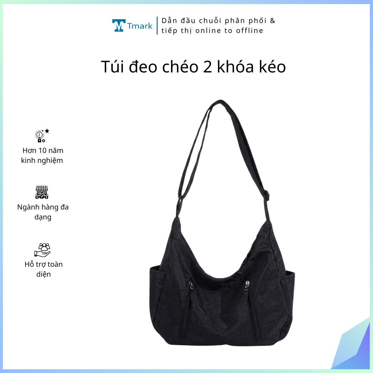 Túi đeo chéo 2 khóa kéo