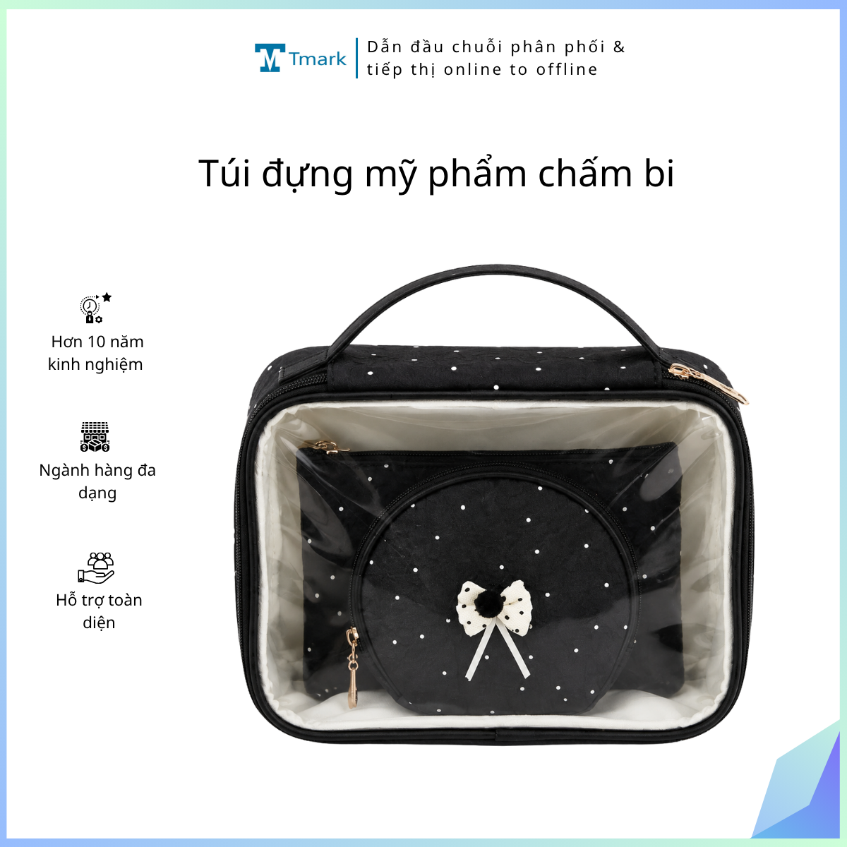 Túi đựng mỹ phẩm chấm bi (Thùng 48 cái)