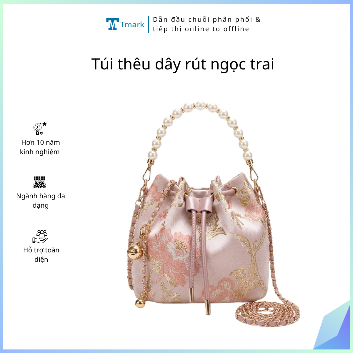 Túi thêu dây rút ngọc trai (Kiện 100 cái)