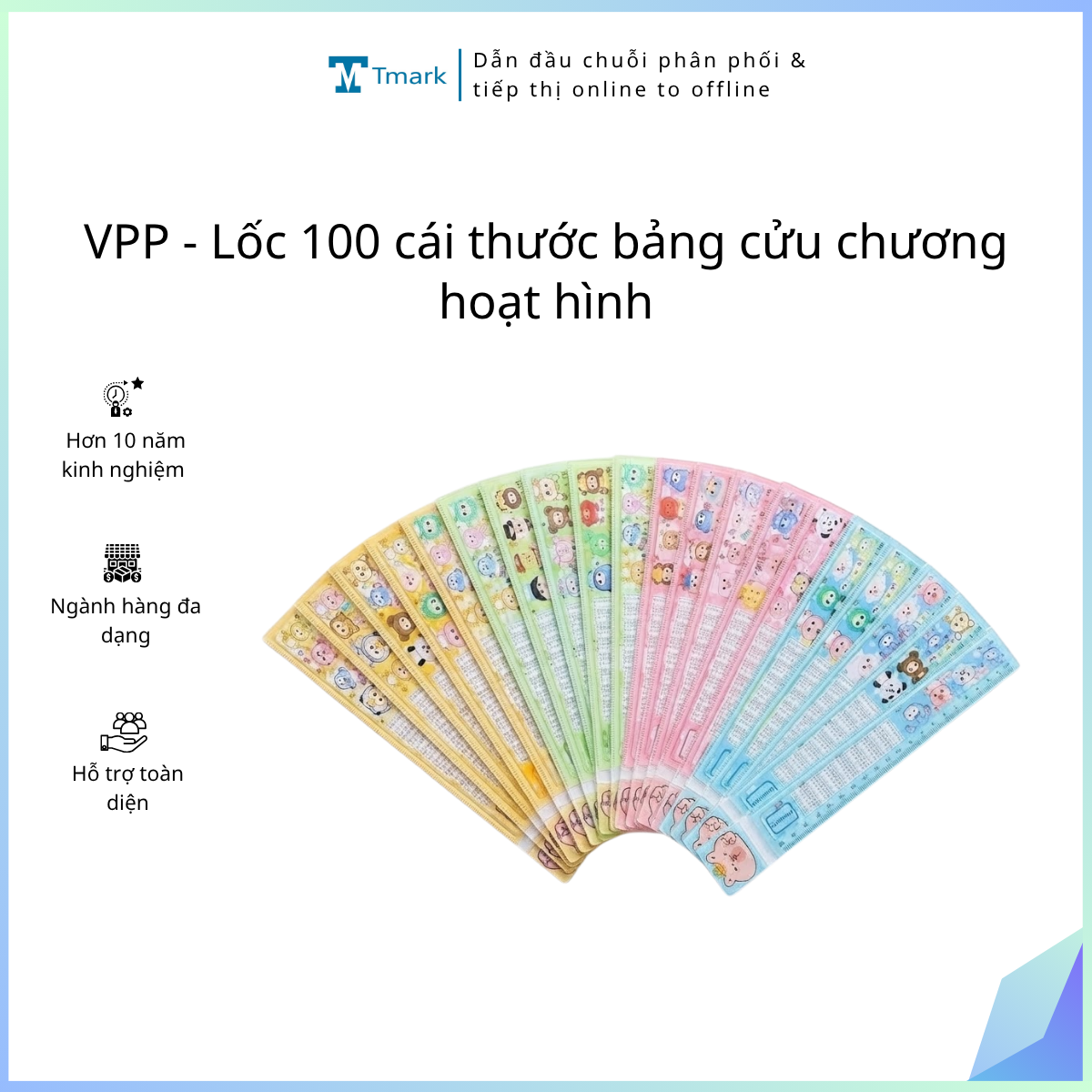 VPP - Lốc 100 cái thước bảng cửu chương hoạt hình (kiện 24 lốc)