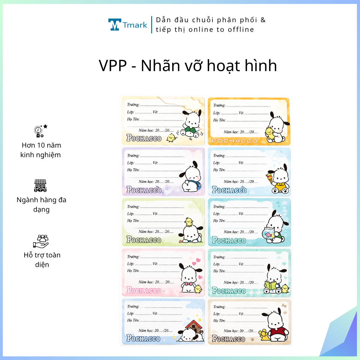 VPP - Nhãn vỡ hoạt hình (kiện 400 túi) - túi 100 cái