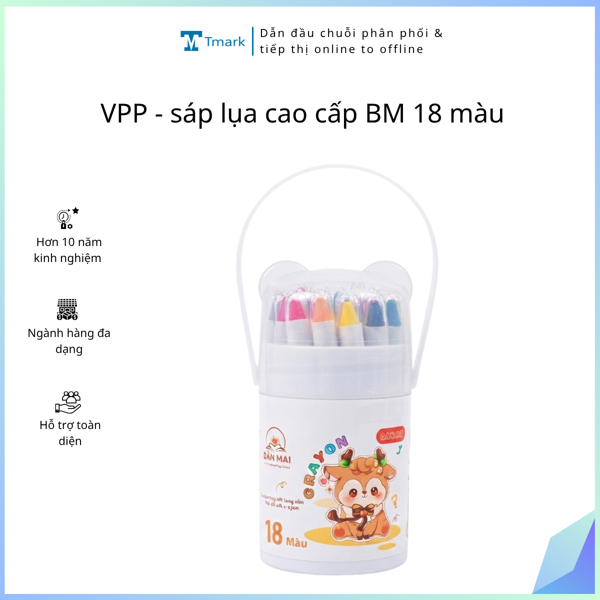 VPP - sáp lụa cao cấp BM 18 màu (kiện 64 hộp) - hộp 18 cái