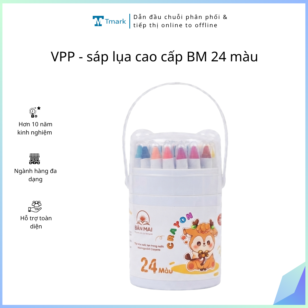 VPP - sáp lụa cao cấp BM 24 màu (kiện 48 hộp) - hộp 24 cái