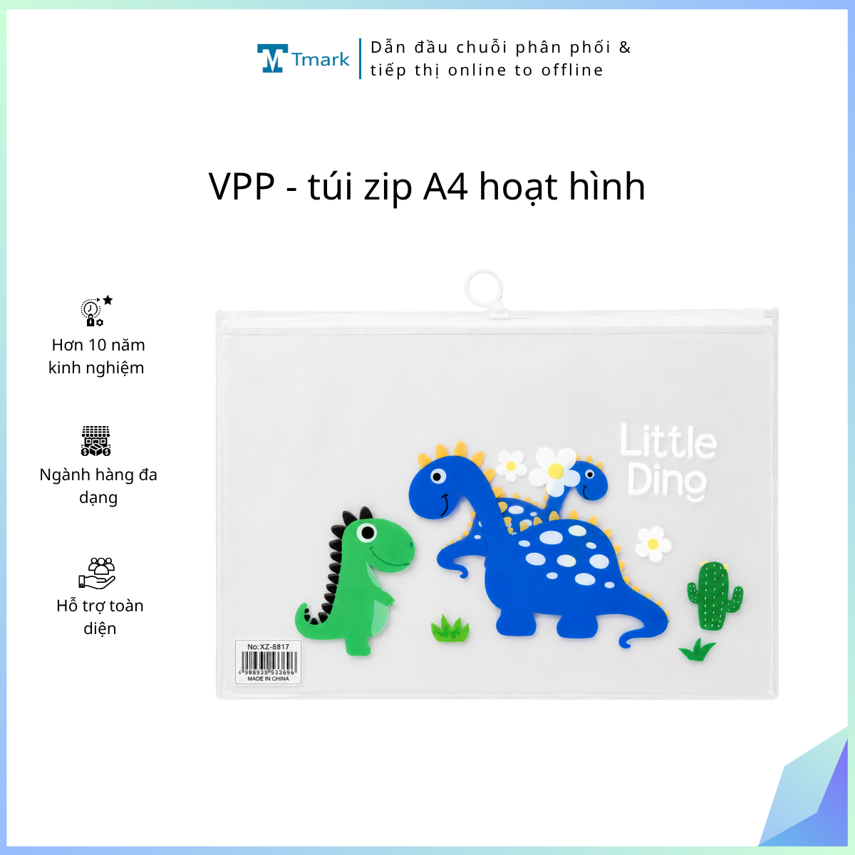 VPP - túi zip A4 hoạt hình (kiện 60 tệp) - tệp 12 cái