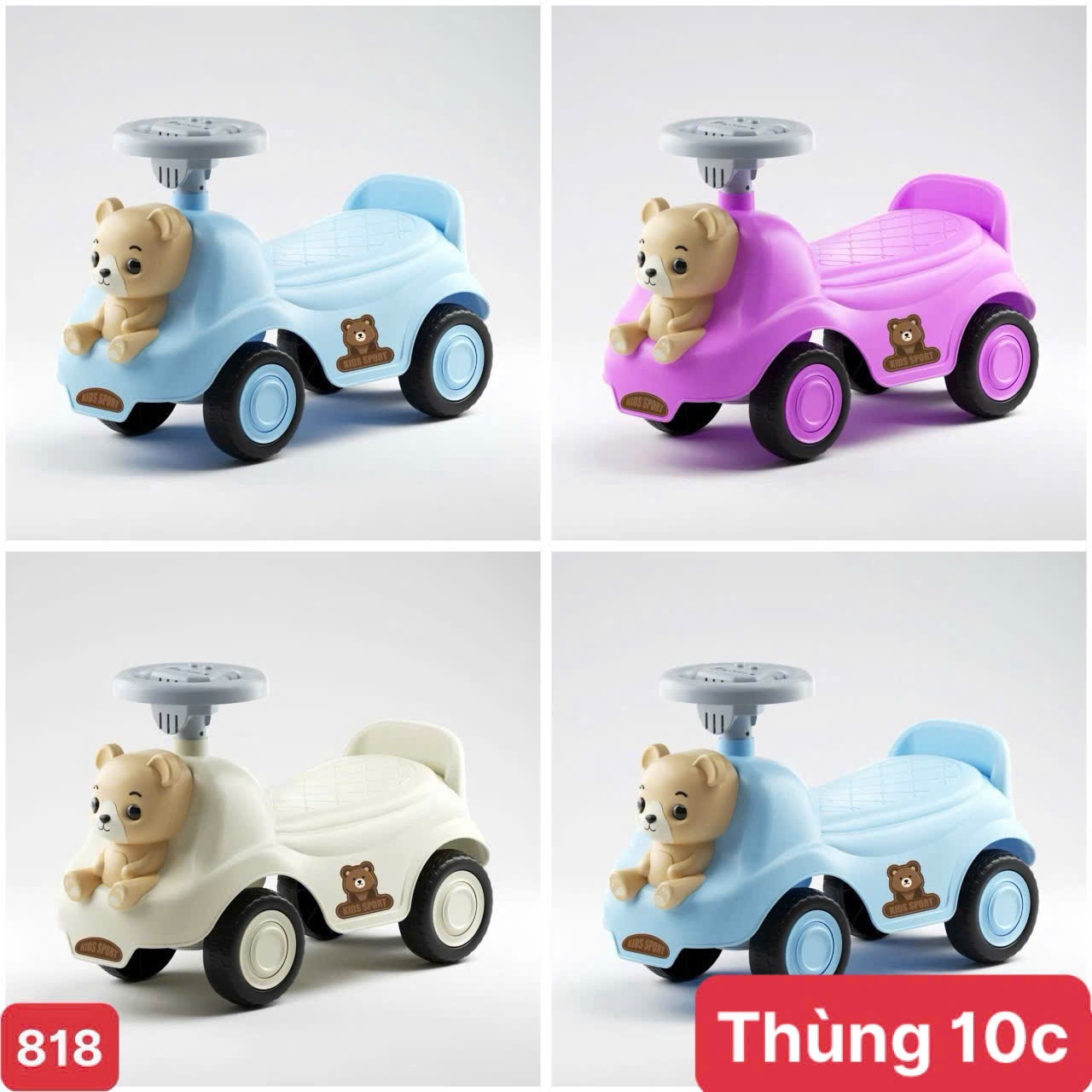 ĐCTE:Xe trượt chòi chân cân bằng bốn bánh bằng nhựa,một chỗ ngồi,không dùng pin.Model: 818.KT: (22*53*39)cm+-10%.Mới100%. NSX:PINGXIANG COUNTYBEILEQI CHILDREN'STOY FACTORY 2