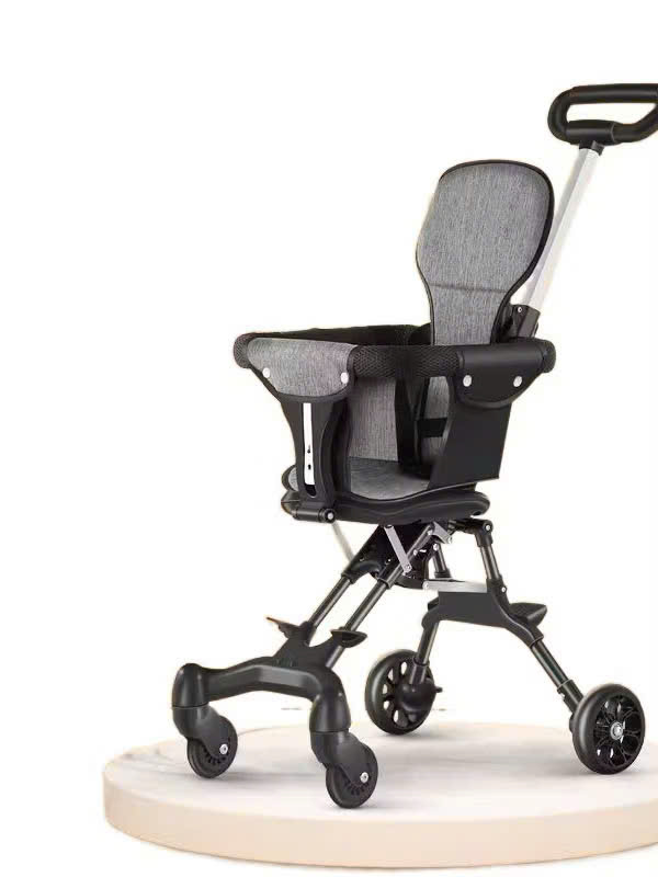 Gift_Xe đẩy trẻ em gấp gọn, loại thường, 4 bánh, khung bằng sắt + nhựa, có mái che