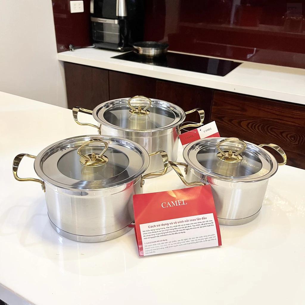 Bộ nồi inox Camel 3 món cao cấp (Kiện 6 bộ) 1
