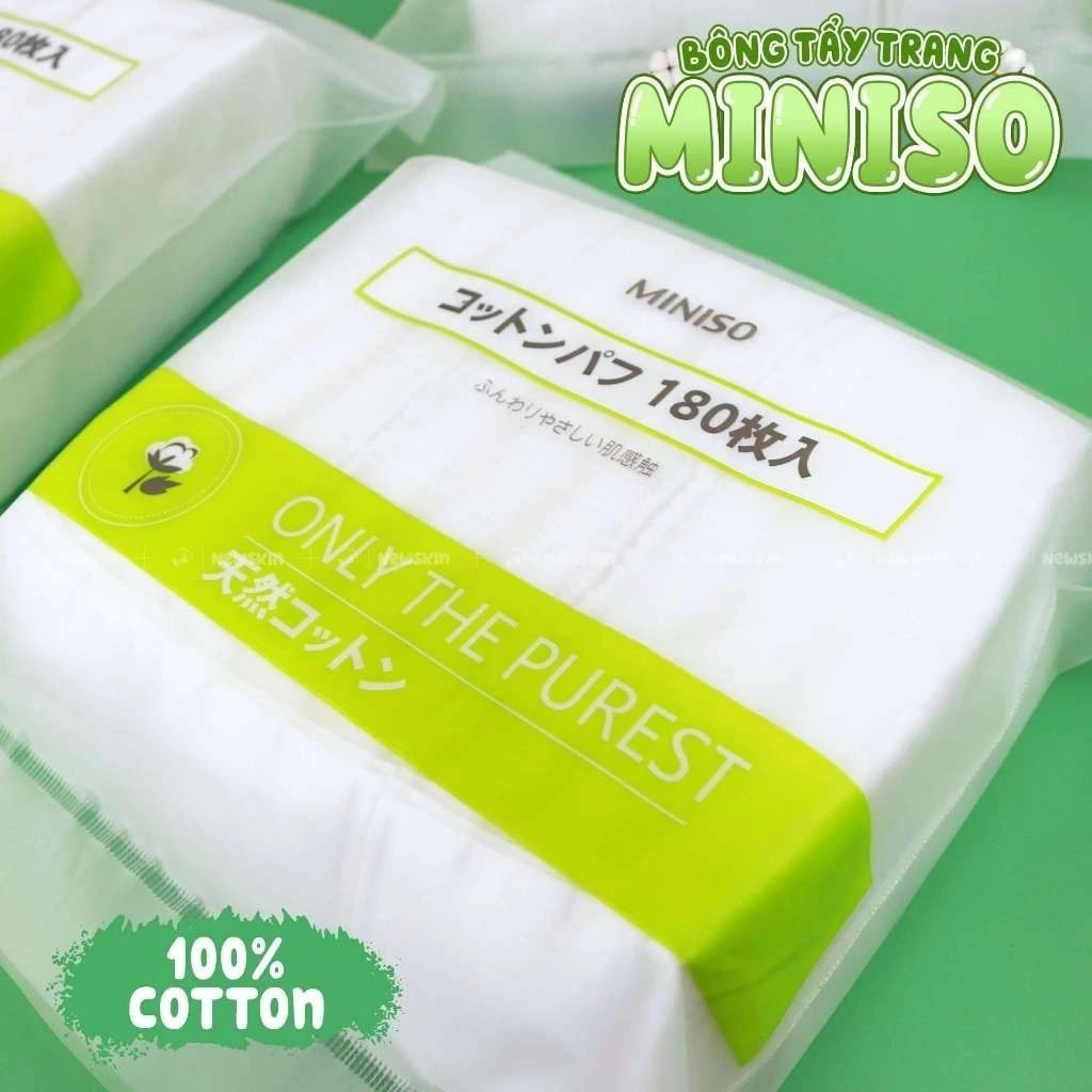 Bông tẩy trang miniso 180 miếng Nhật Bản Tmark (Thùng 80 gói)