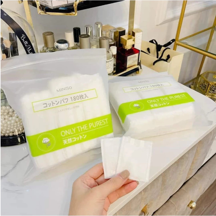 Bông tẩy trang miniso 180 miếng Nhật Bản Tmark (Thùng 80 gói) 2