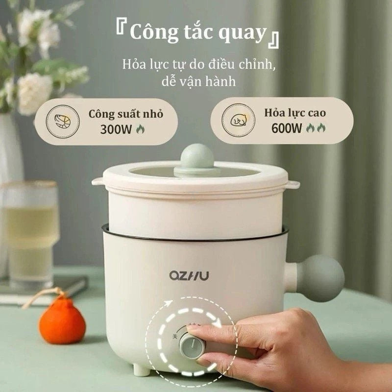 Nồi lẩu điện mini có giá hấp và tay cầm QZHU Tmark (Kiện 36 cái) 1