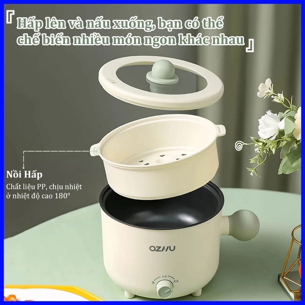 Nồi lẩu điện mini có giá hấp và tay cầm QZHU Tmark (Kiện 36 cái) 3