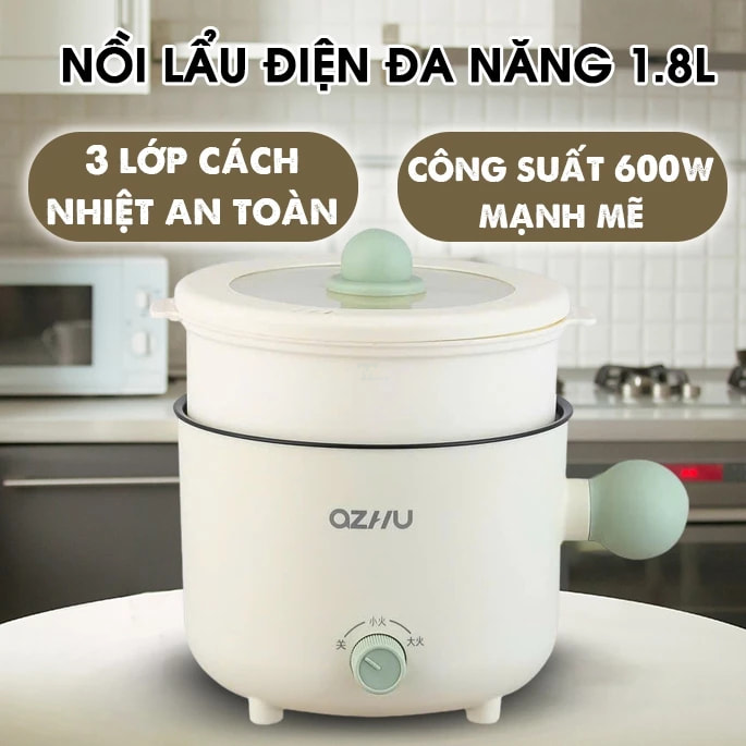Nồi lẩu điện mini có giá hấp và tay cầm QZHU Tmark (Kiện 36 cái) 5