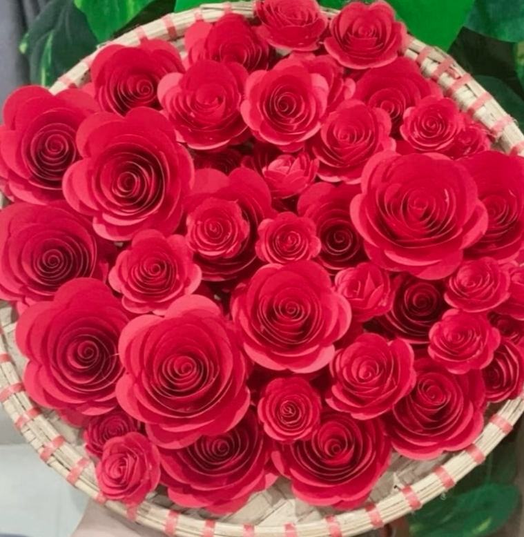 Bịch 50 bông hồng giấy_ĐỎ