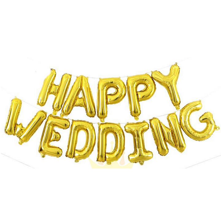 Bộ Bóng Chữ Happy Wedding_Vàng