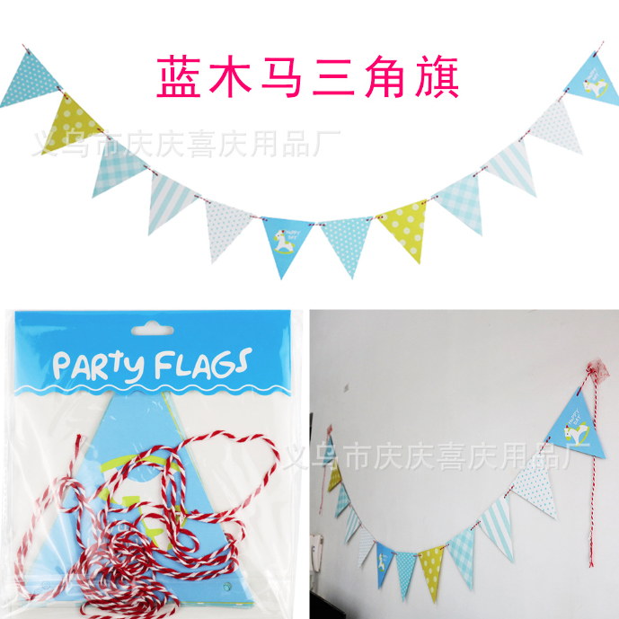 Dây Cờ Tam Giác Ép Kim_Ngựa Gỗ Xanh