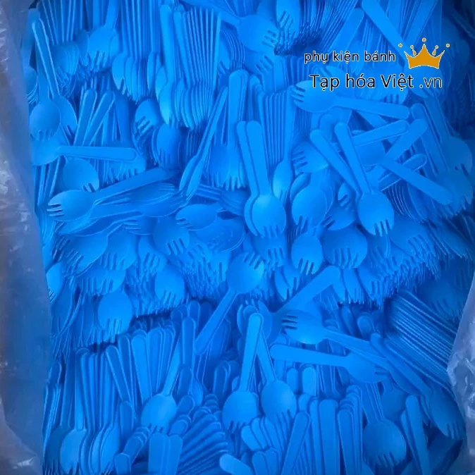 (1Kg) Bịch ~550 Chiếc Nĩa Nhựa_Xanh Dương