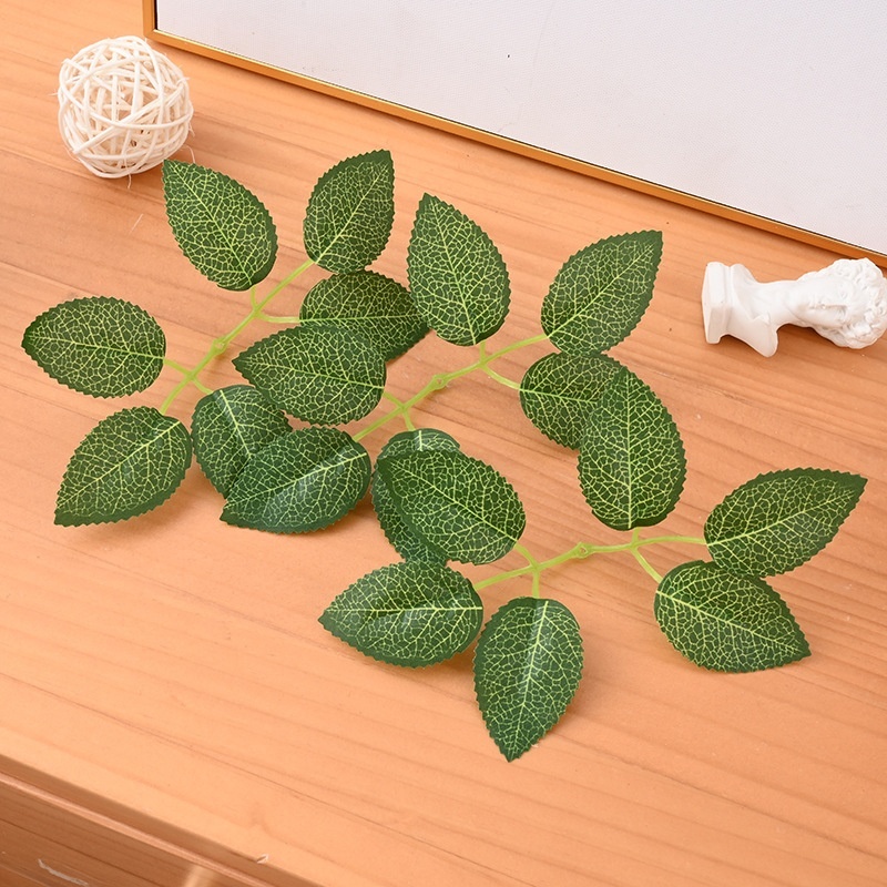 COMBO 10 Nhánh Lá Hoa Hồng_Xanh