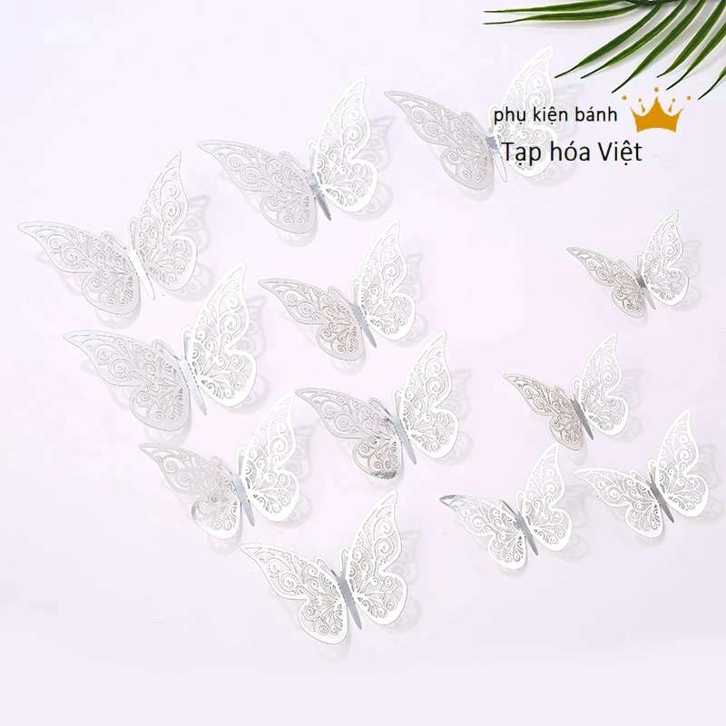 Set 12 Bướm Giấy 3D_Bạc