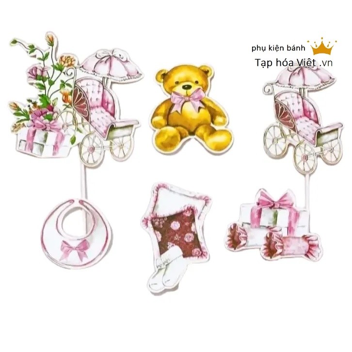 Set Giấy Xe Đẩy Gấu Hồng